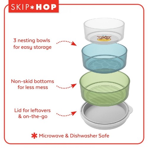 Skip Hop Smart Serve 3 pk Bowls Mangkuk Makan - Giraffe